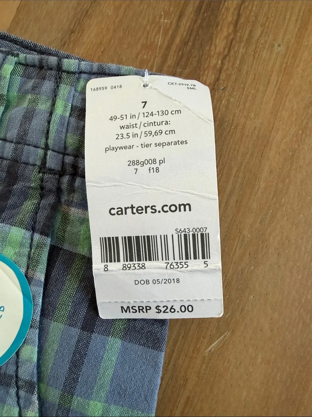 Carter's Green & Blue Plaid Boys Shorts